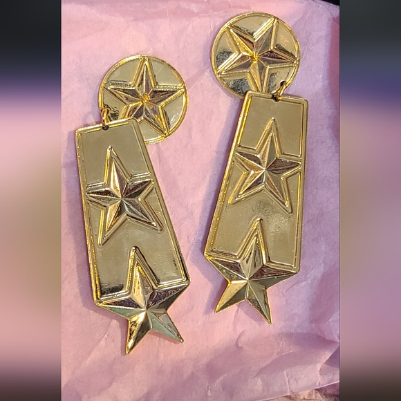 Stars pierced Earring set of 2 cream and navy very light - Picture 5 of 5